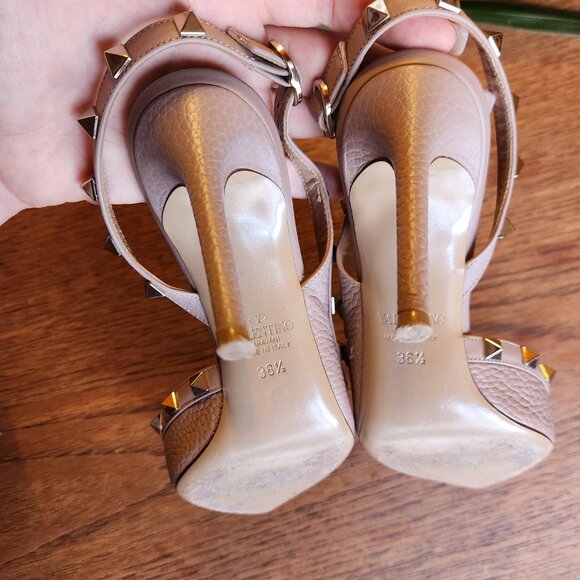 Valentino Blush Pink Leather Rockstud Embellished D'orsay Slingback Pumps - Picture 7 of 15